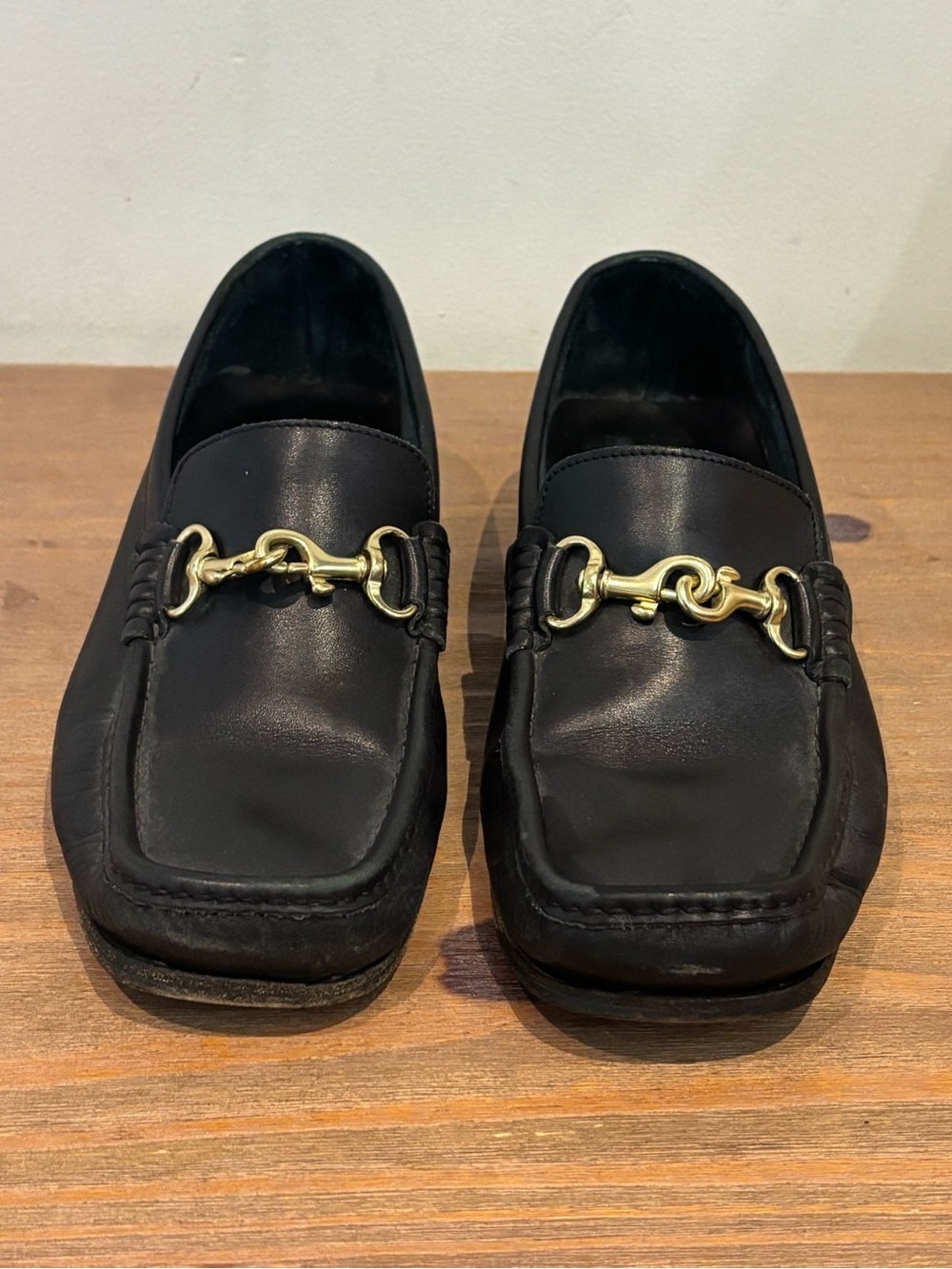 Vintage Coach Patterson black leather horsebit driving loafers M7.5 W9